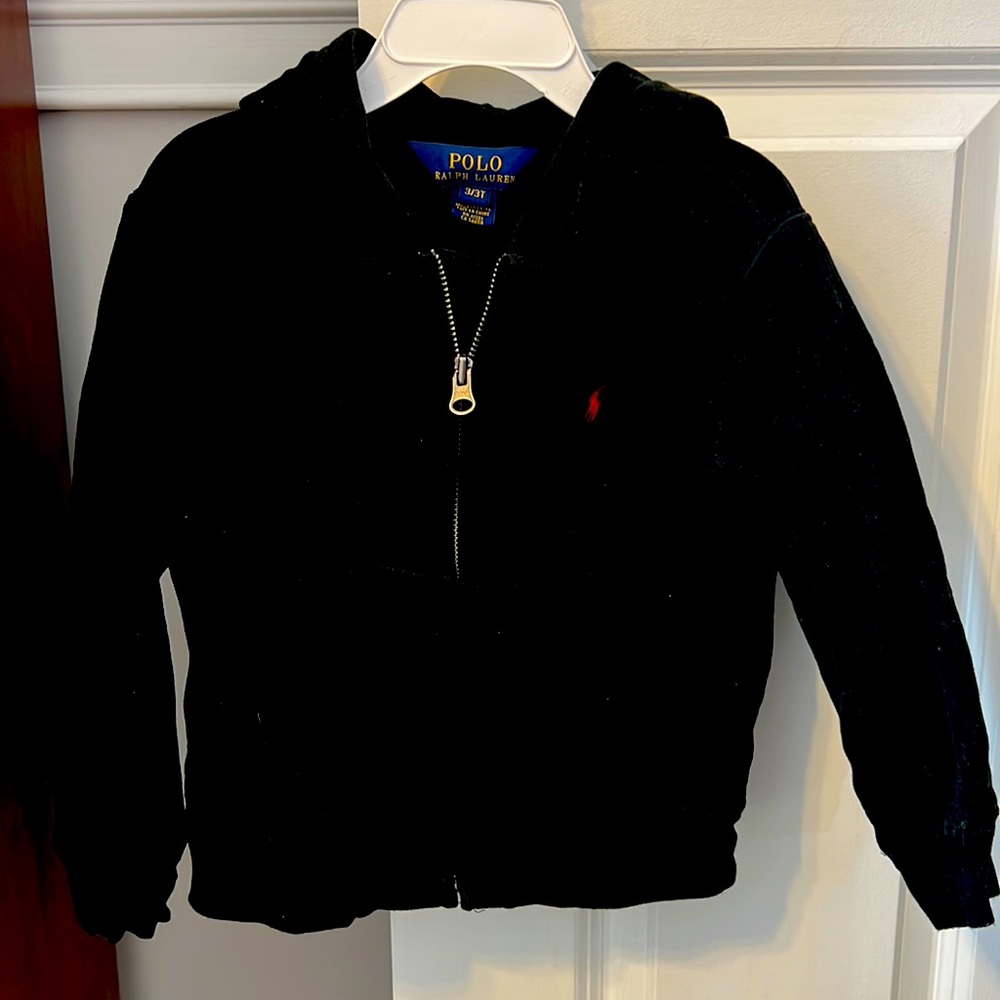 3T Black Polo Sweatshirt Hooded